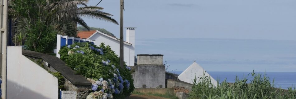 Dirt road in the Azores next to the ocean