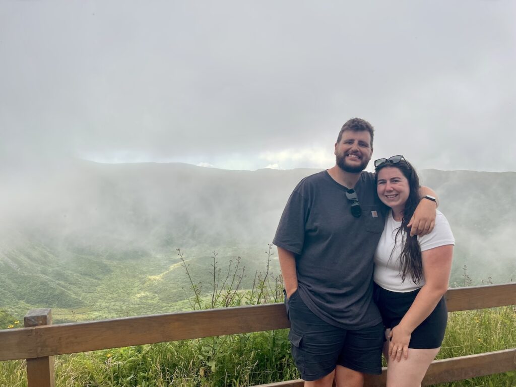 Elaina and Zac at the caldeira in Faial