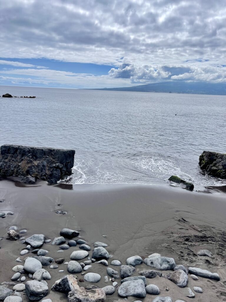 Black sand beach at Praia do Almoxarife in Faial Azores