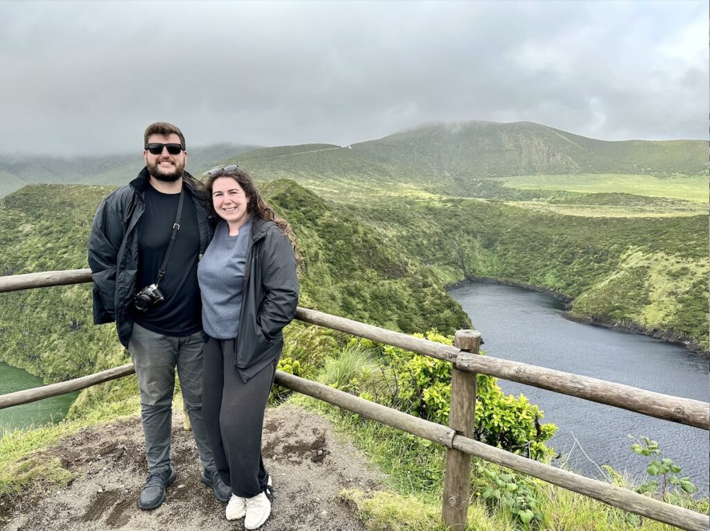 Elaina and Zac standing in front of Lagoa Negra and Comprida